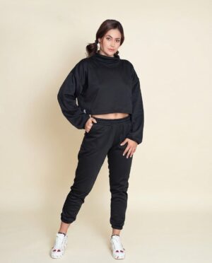 SUDADERA  OVERSIZE CUELLO ALTO- Negro