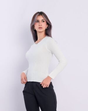 BUZO CUELLO REDONDO - Marfil