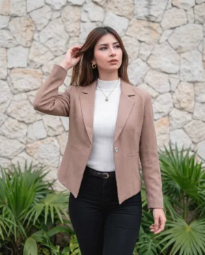 BLAZER CORTO PUNTA - Beige Oscuro