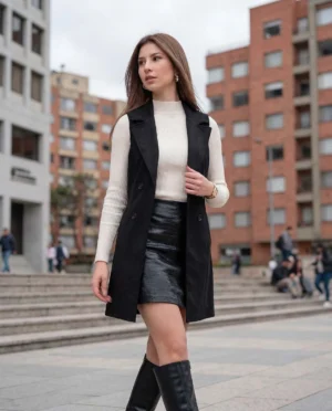 CHALECO PIEL DURAZNO - Negro