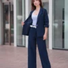 CONJUNTO BLAZER MANGA 3/4 BOTÓN - Azul Oscuro