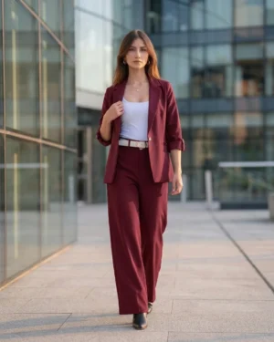 CONJUNTO BLAZER MANGA 3/4 BOTÓN - Vino