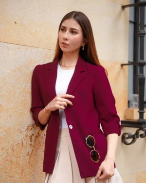 BLAZER MANGA 3/4 BOTÓN  - Vino