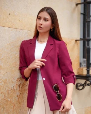 BLAZER MANGA 3/4 BOTÓN  - Vino