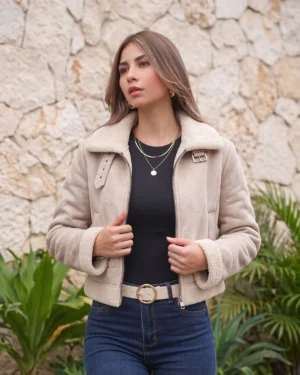 CHAQUETA CUERINA OVEJERA- Nude
