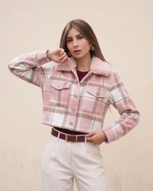 CHAQUETA CUADROS - Rosa
